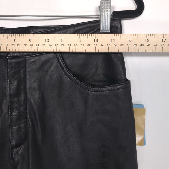 NWT Rem Garson Size 8 Pants Women’s GENUINE LEATHER Black Bootcut 90s VINTAGE - Picture 3 of 12